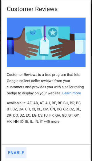 Enabling Customer Reviews program in Google Ads