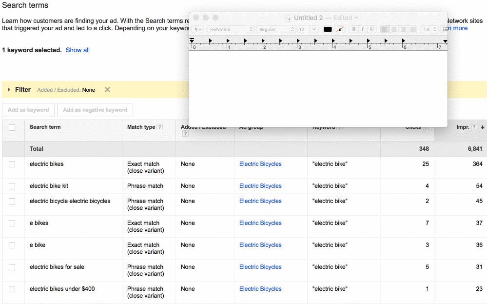 single keyword ad groups electric bike keywords