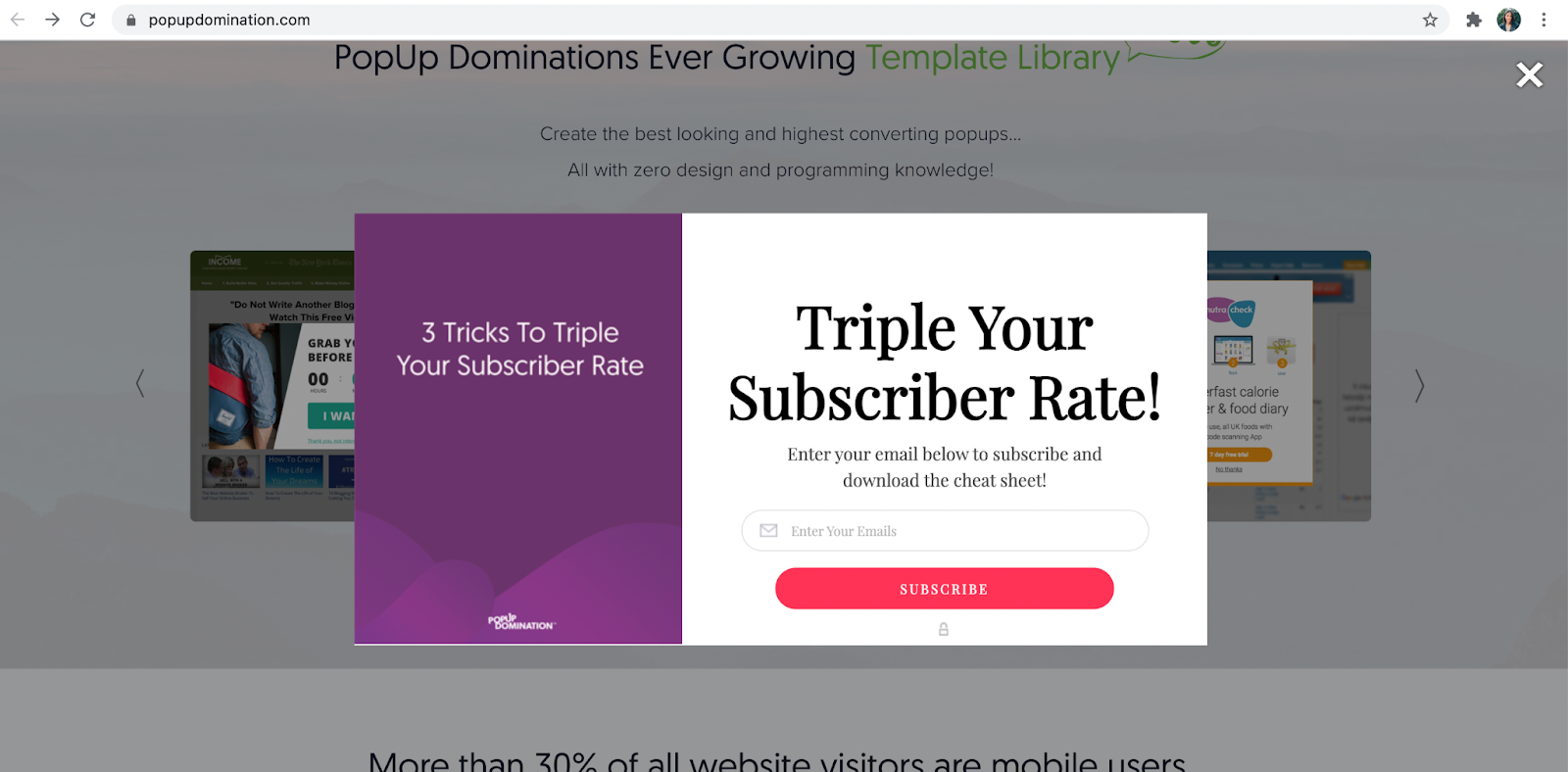 Popup Domination’s email CTA