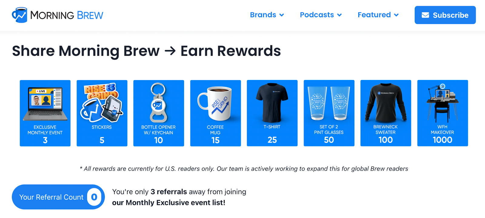 My Morning Brew referral landing page