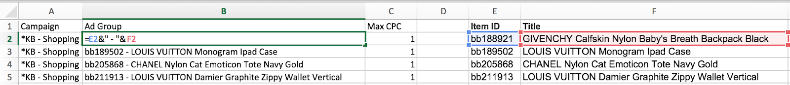 single product ad groups apply formula