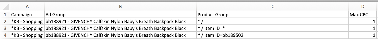 single product ad groups product groups