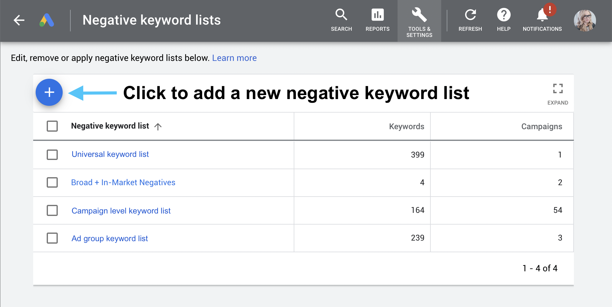 Negative keywords on sale