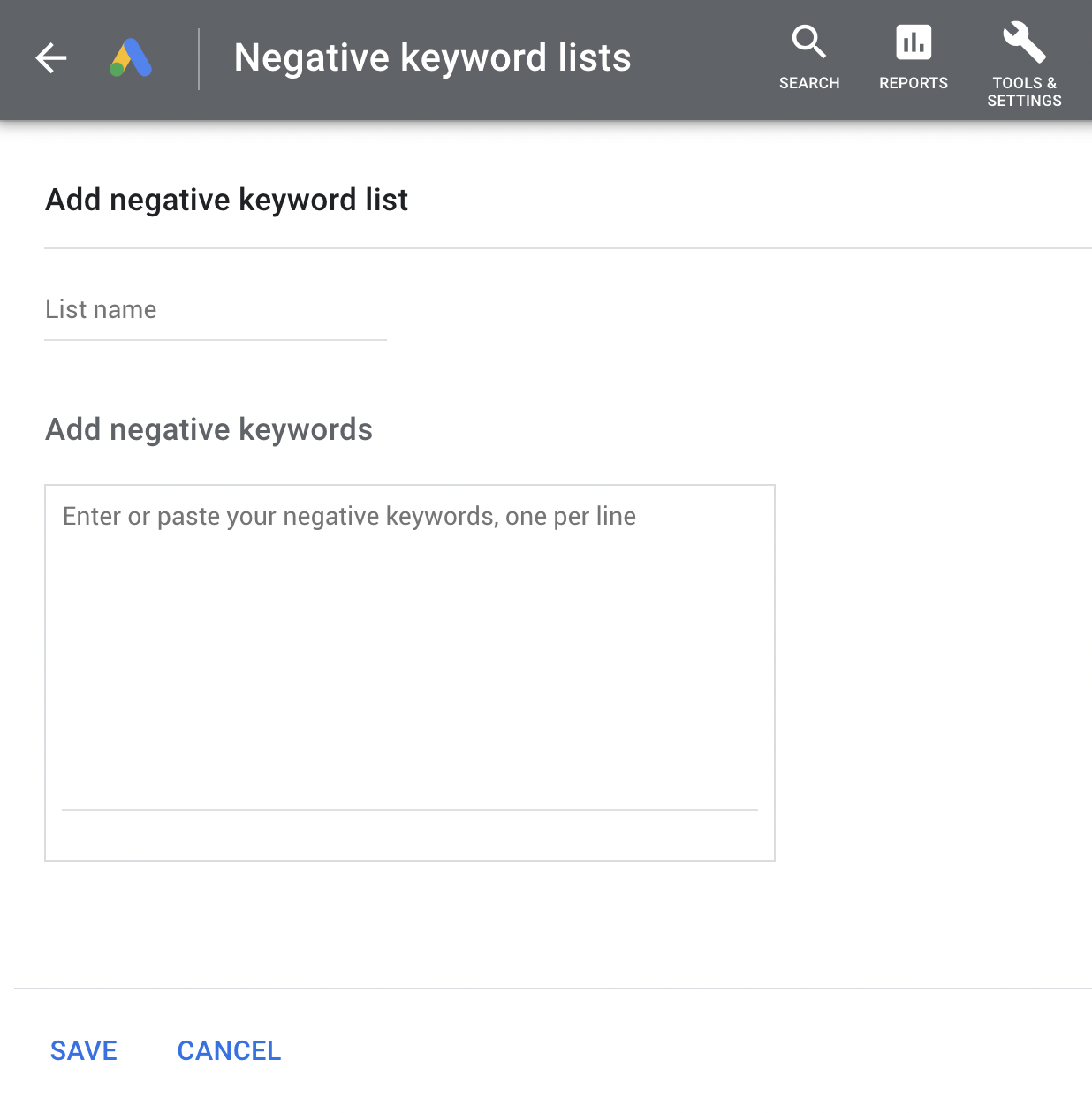 Negative on sale keyword tool