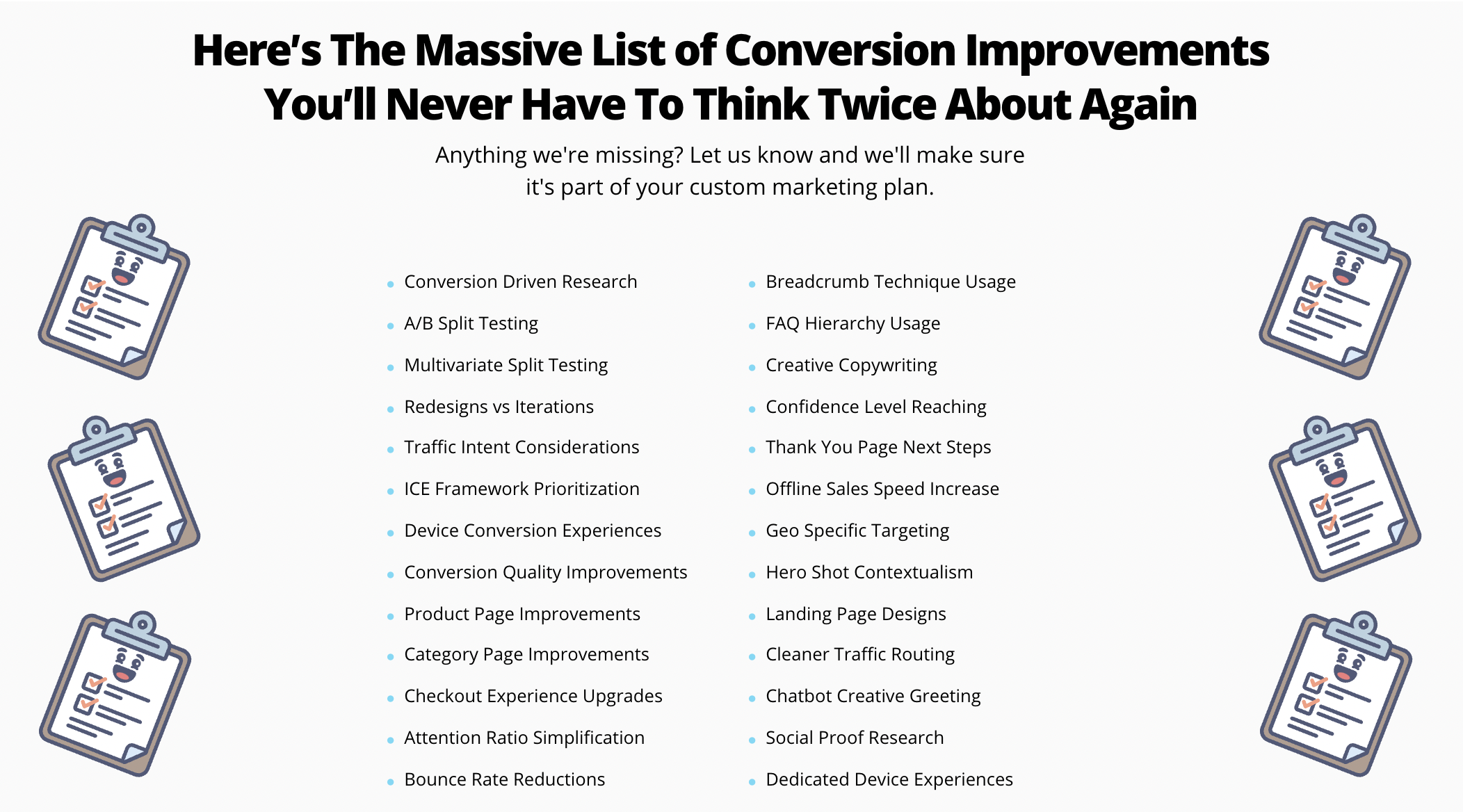 cro audit list of conversion improvements