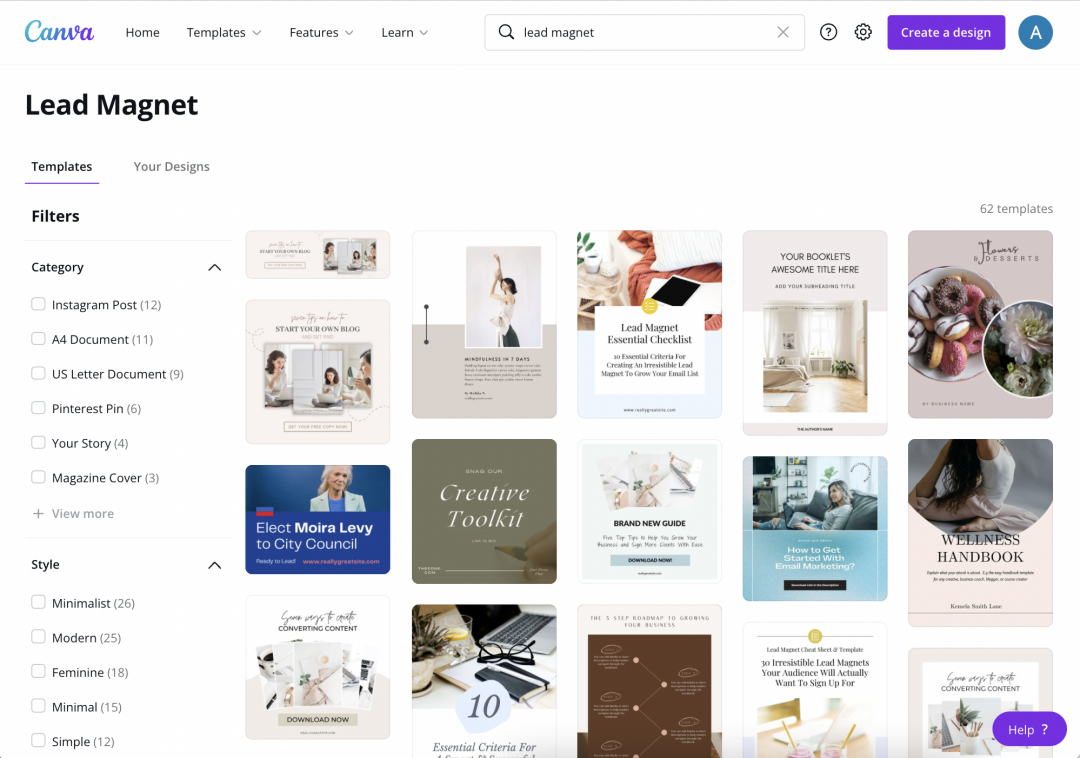 Canva lead magnet templates