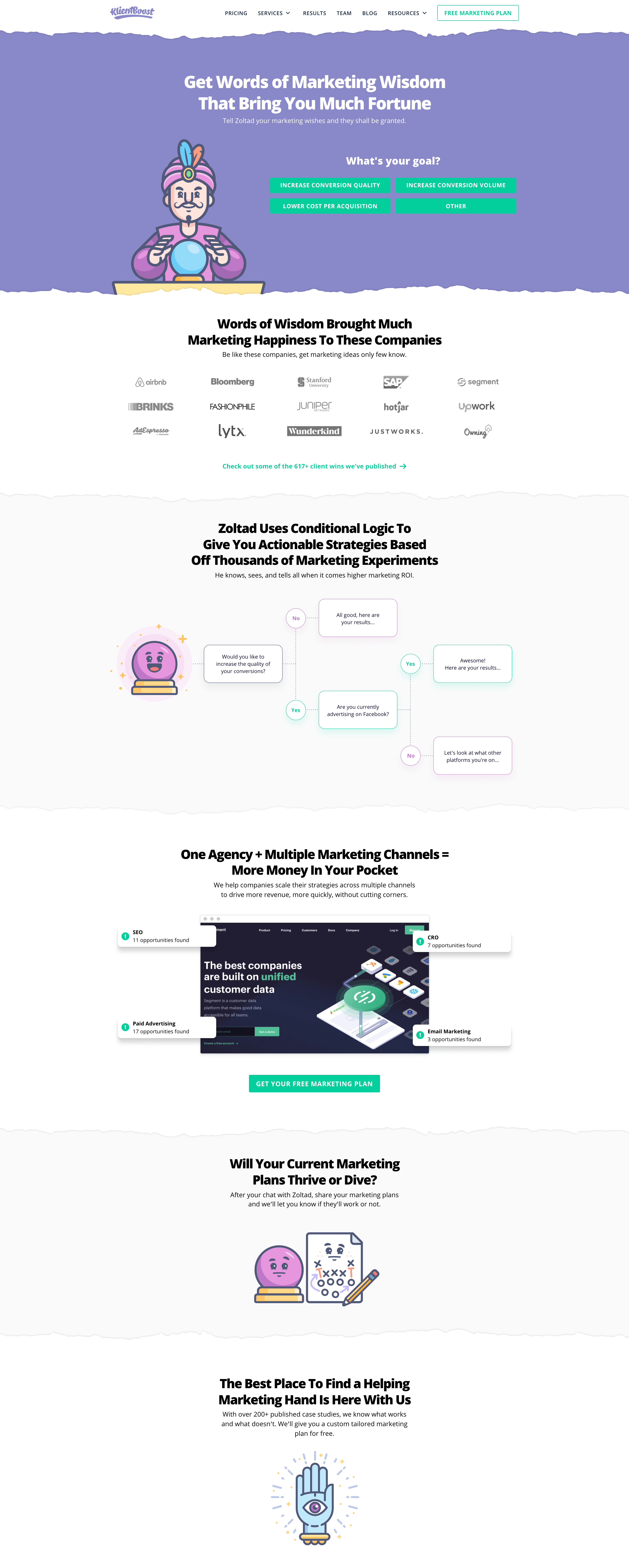 Zoltad landing page