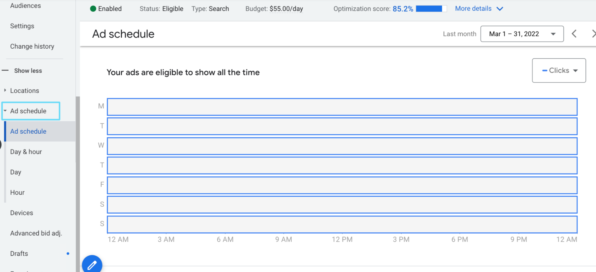 Google Ads ad schedule