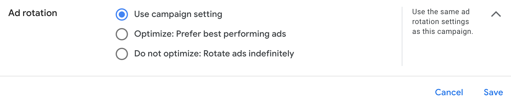 ad rotation setting options in Google Ads