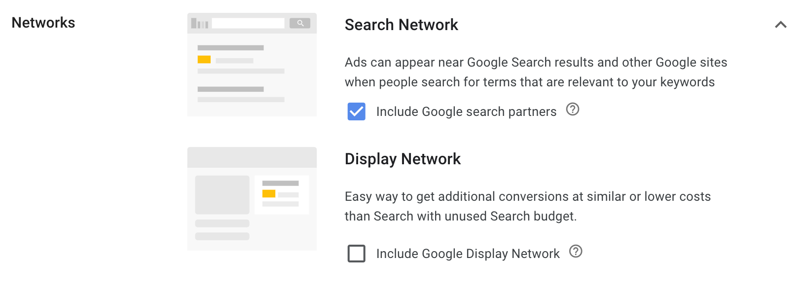 Google Ads network settings