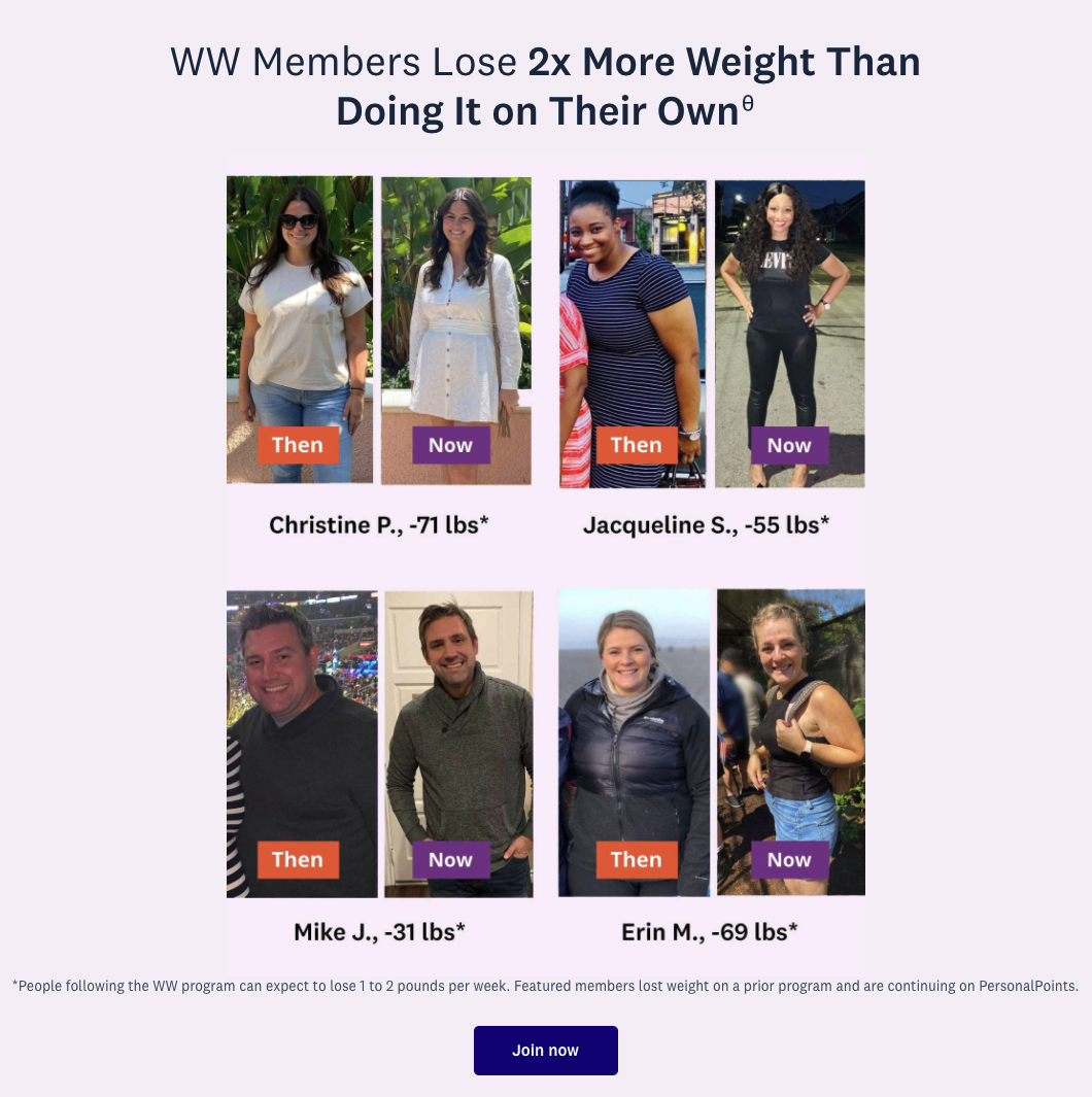 Weight Watchers social proof