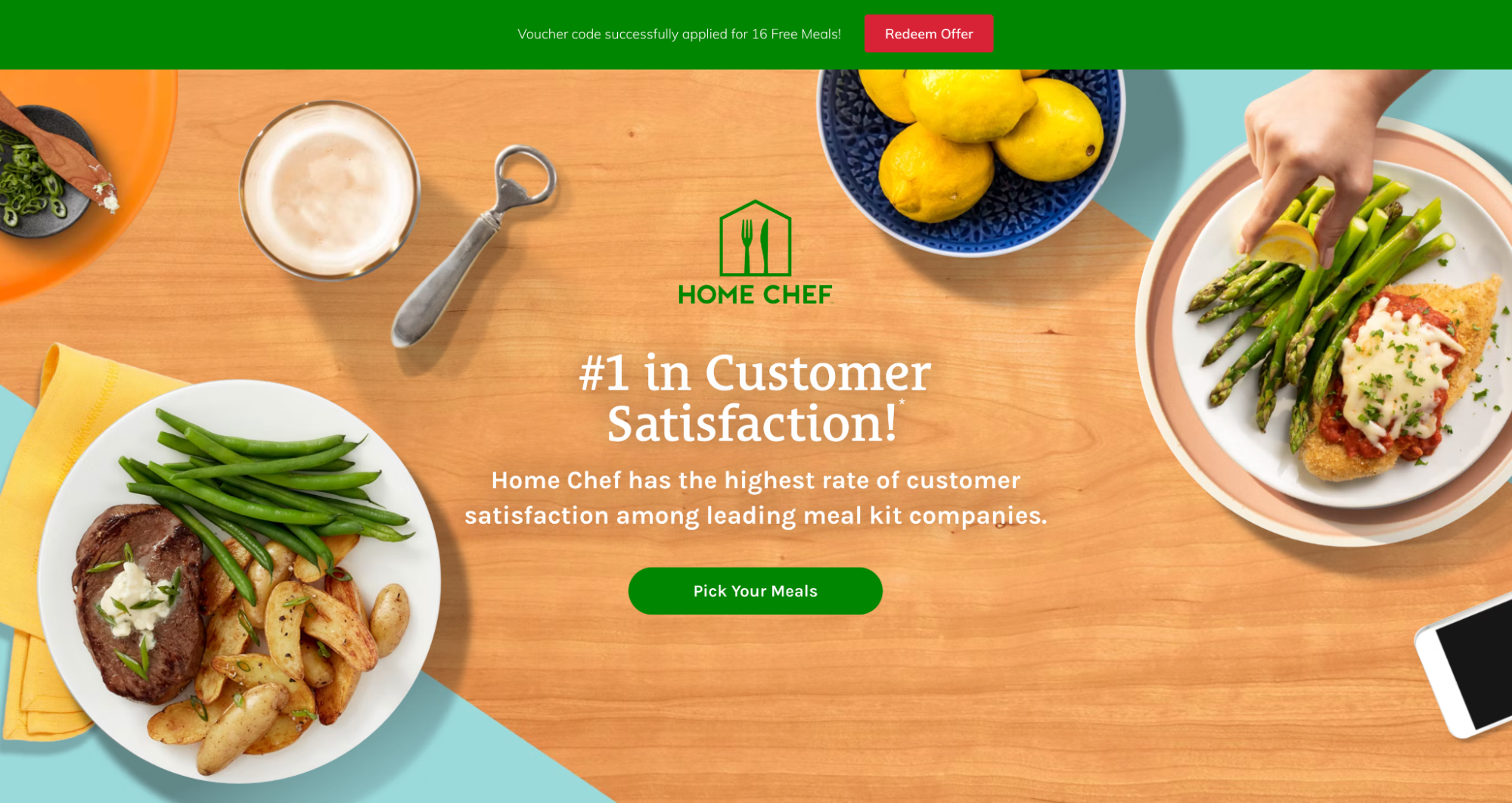 Home Chef landing page