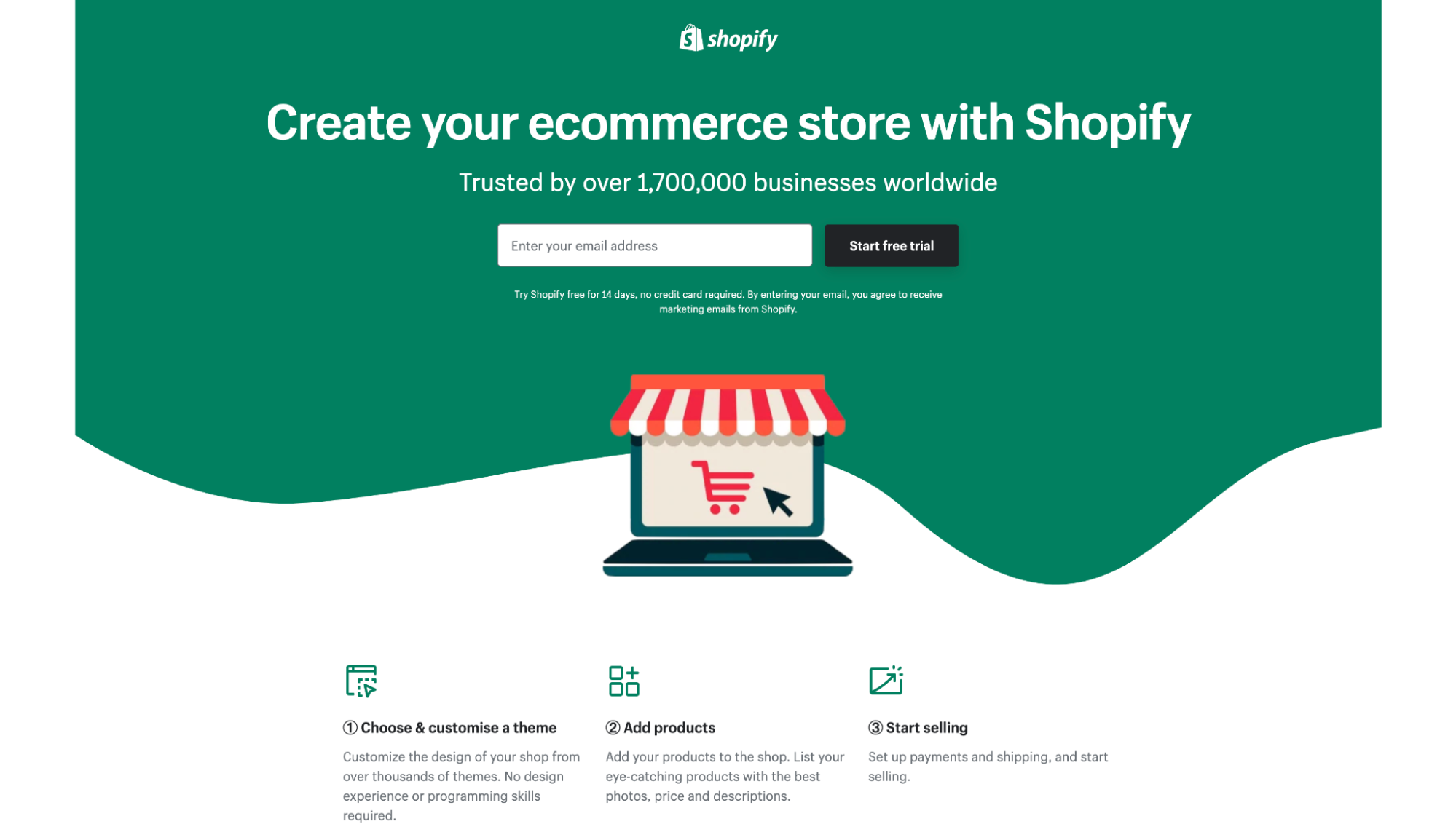 Shopify landing page