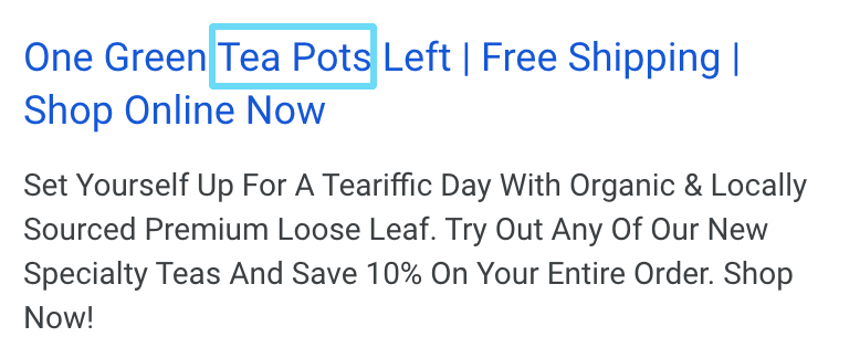 Google ads tea pots