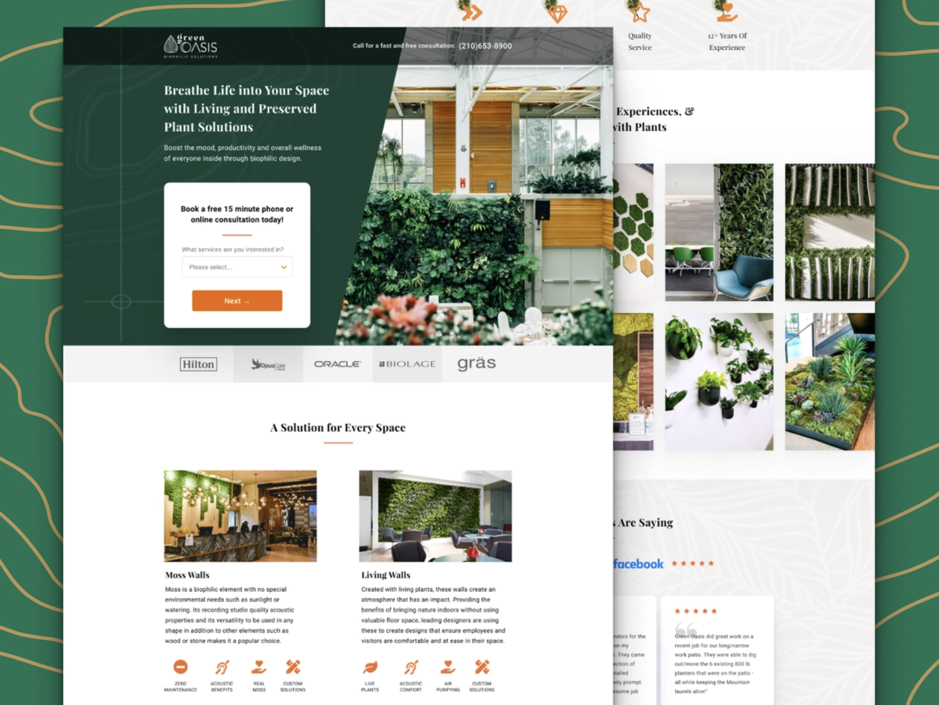 Green Oasis Unbounce landing page