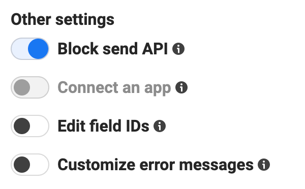 Other settings under the advanced tab for Facebook Messenger ads