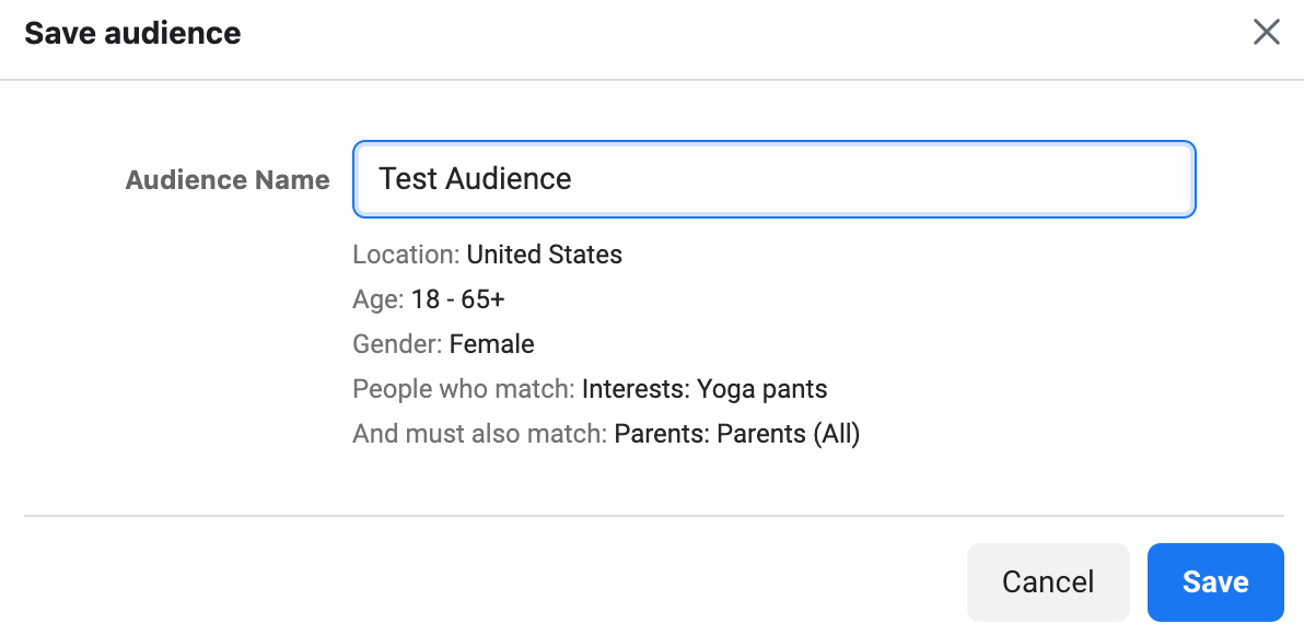 Facebook Ads test audience