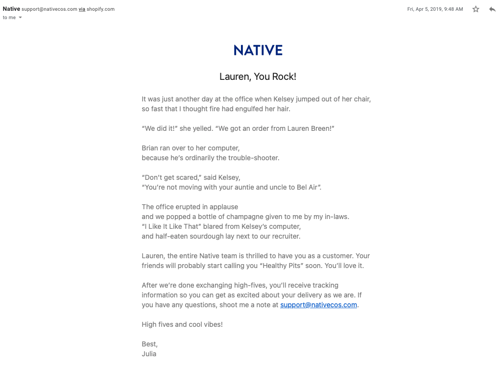 Native thank you message