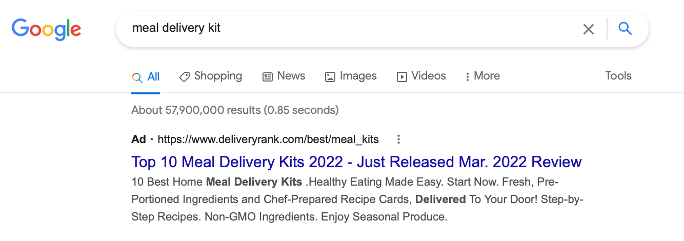 Google meal delivery kit
