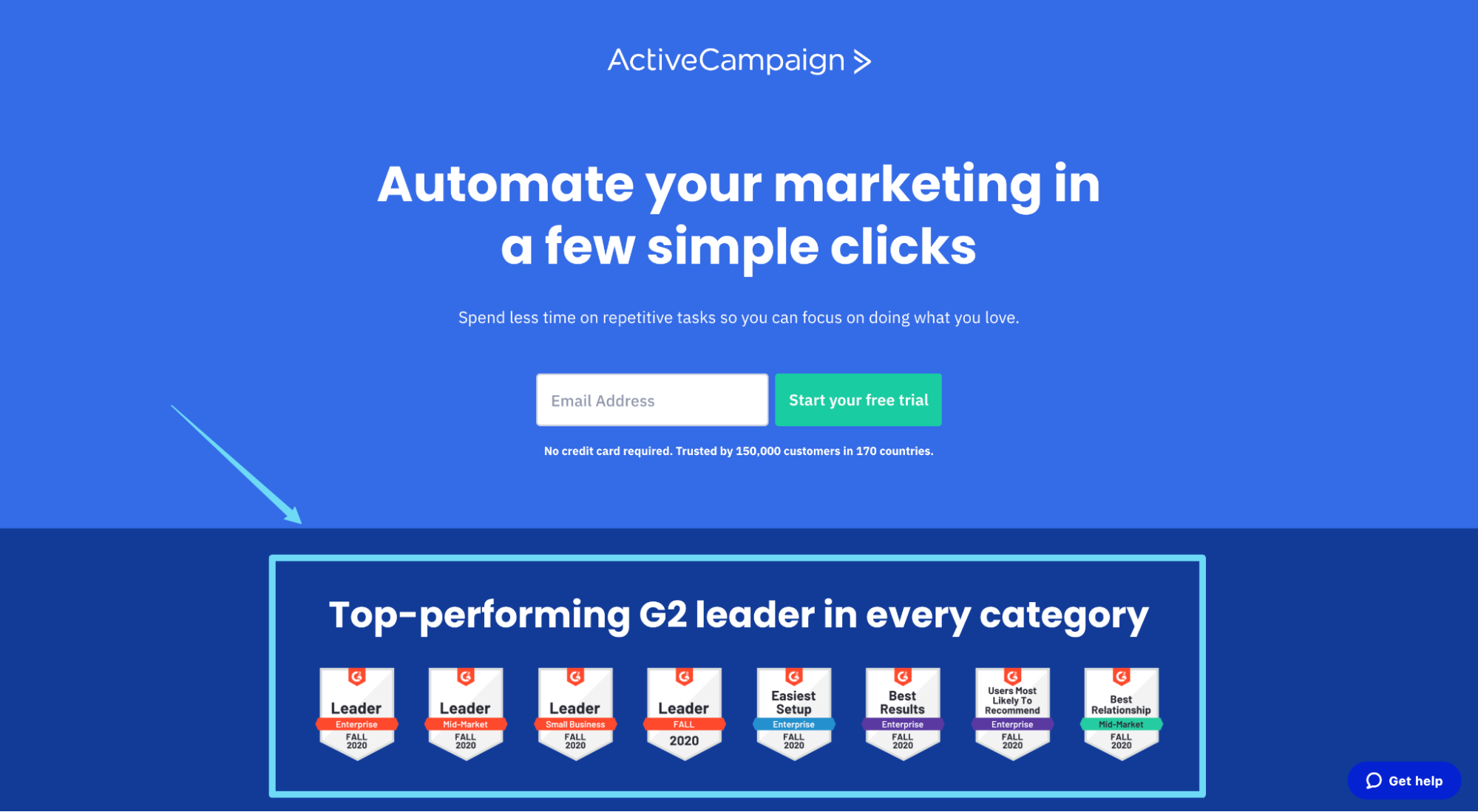 Active Campaign landing page social proof