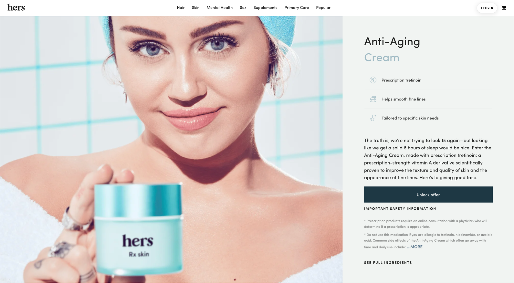 Hers landing page