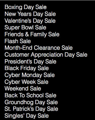 Sale Holidays