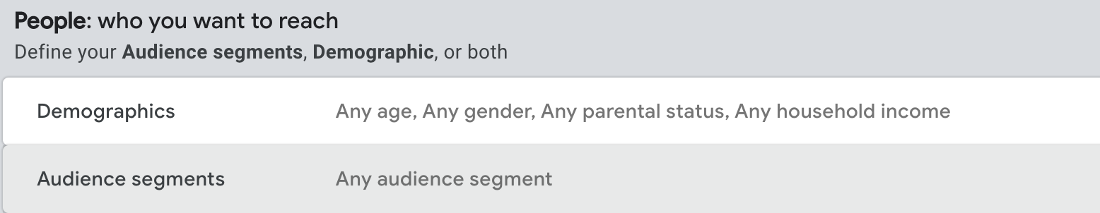 YouTube audience and demographic targeting