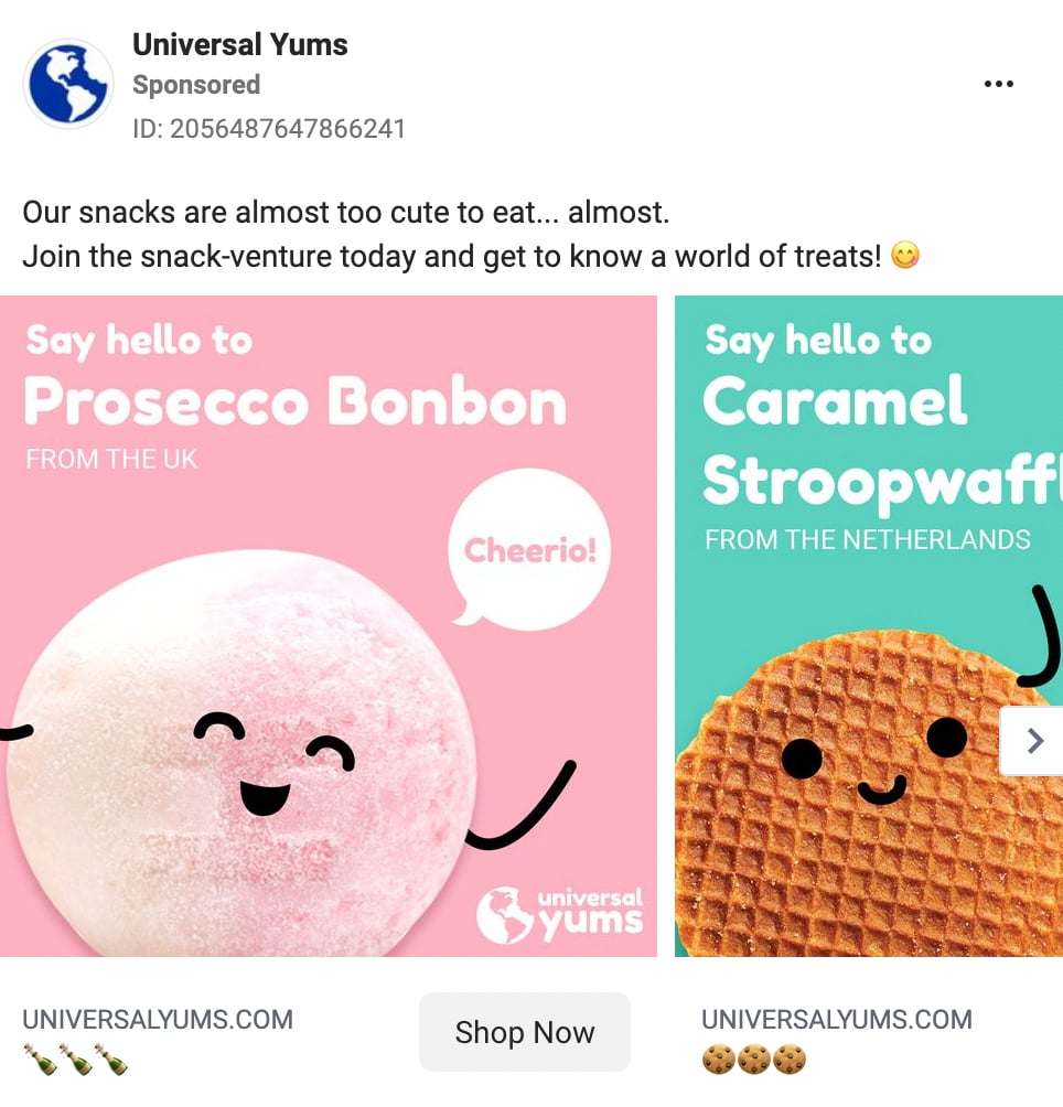 Universal Yums facebook ad