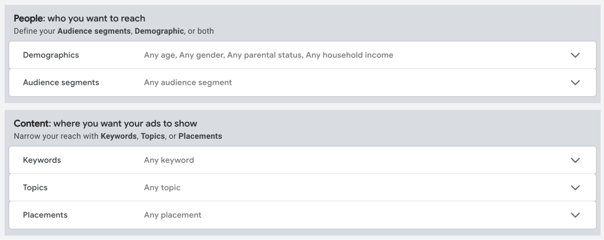 Audience/demographics segments