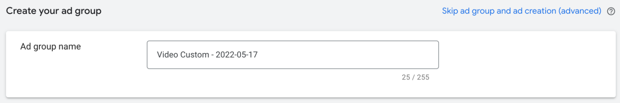 Ad group name