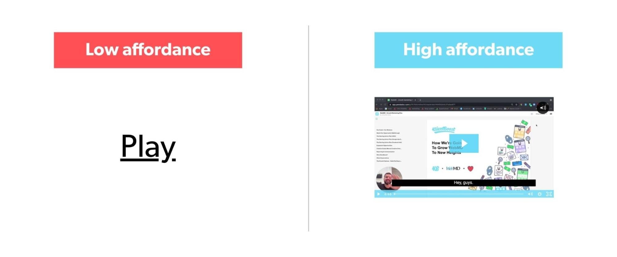 Low vs. high affordance 