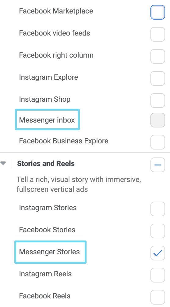 Messenger related placements