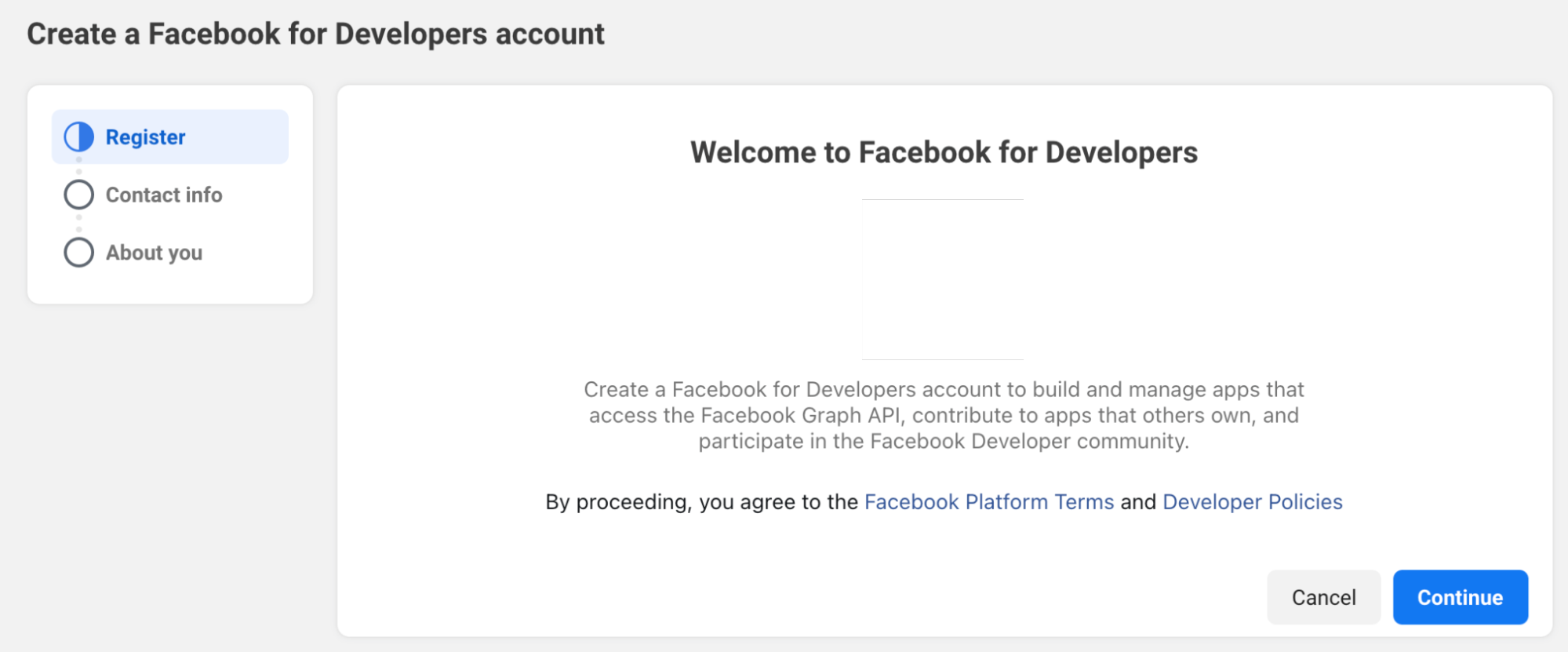 Facebook Developers account