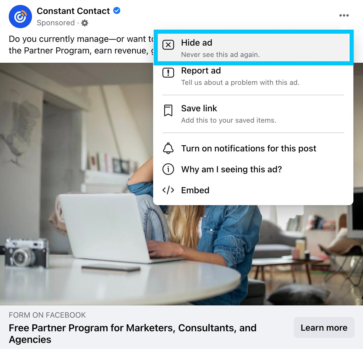 how users view ads on Facebook