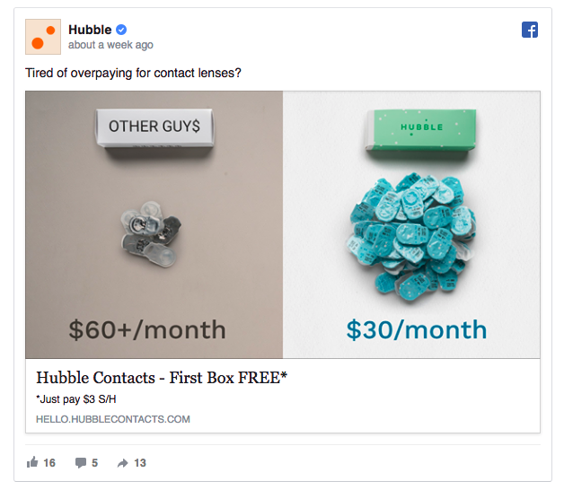 Hubble Facebook ad
