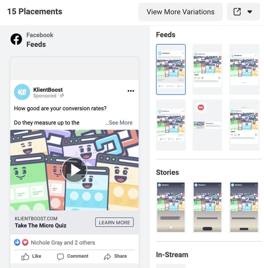 15 different Facebook Ad formats for different devices