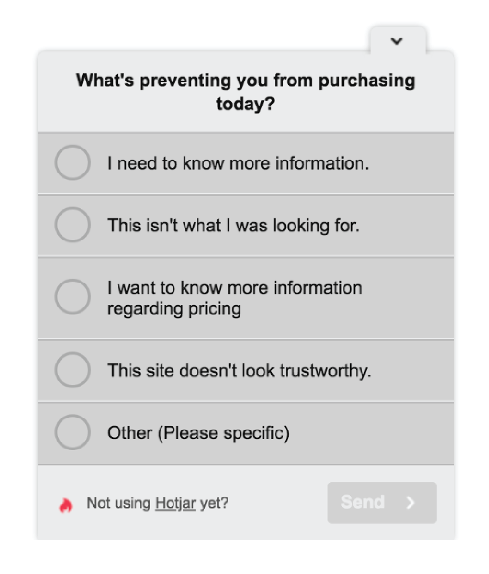User survey example