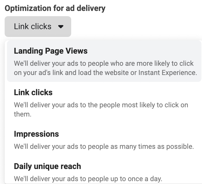 Choose how to optimize ad delivery