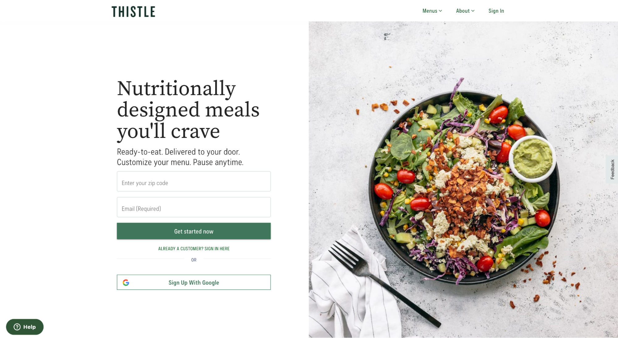Thistle landing page