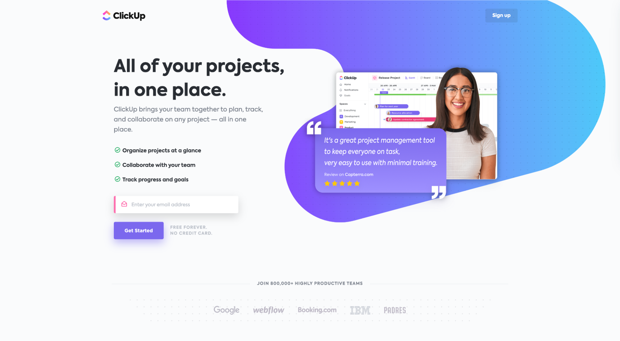 ClickUp PPC landing page