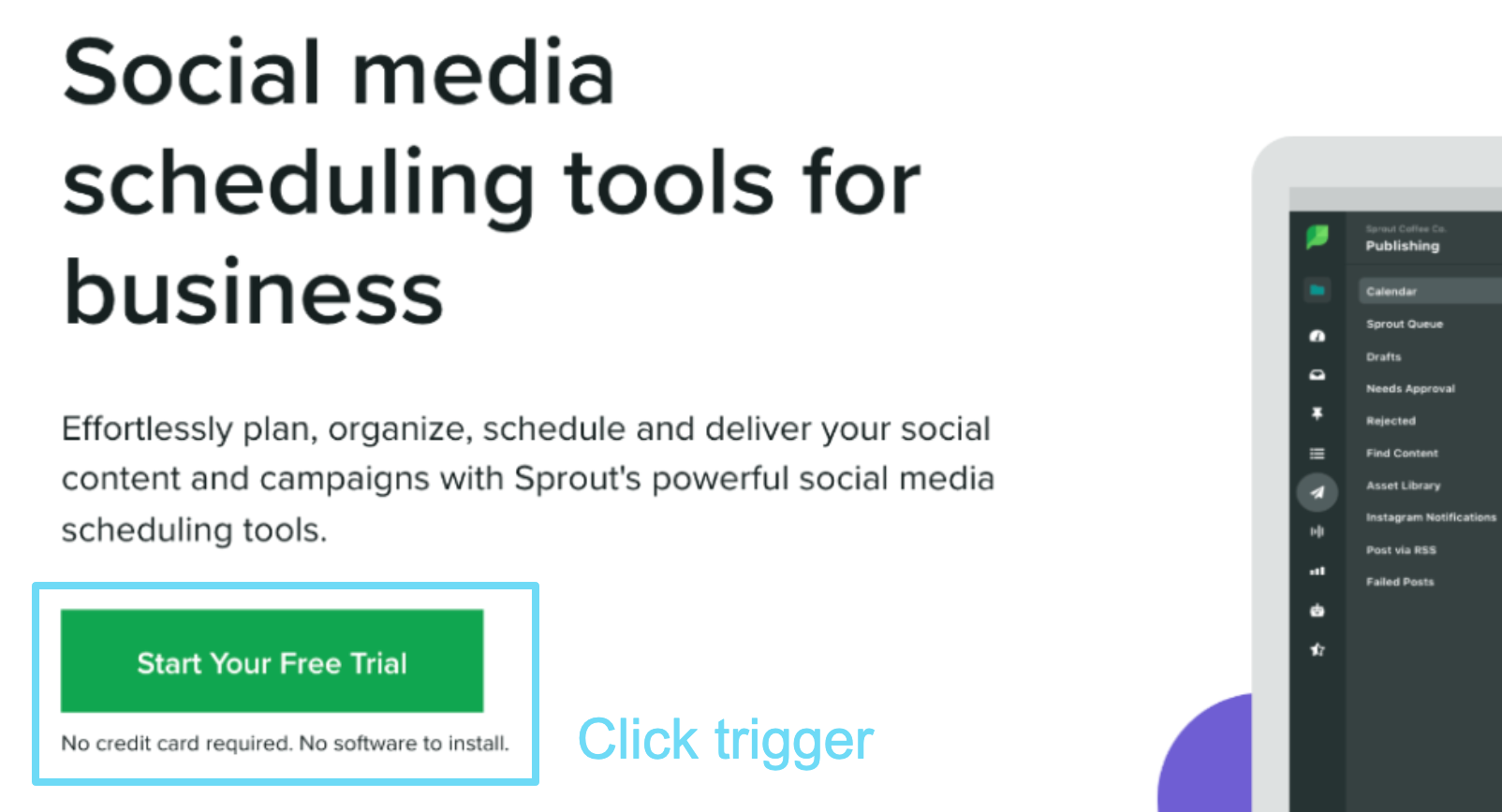 SproutSocial click trigger