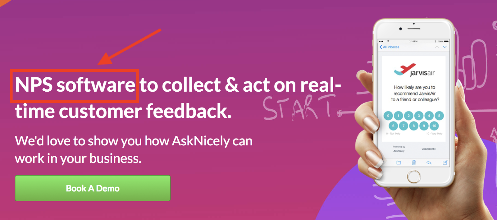 AskNicely NPS software landing page