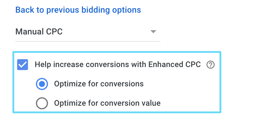 Google Ads ECPC setting within manual CPC bidding