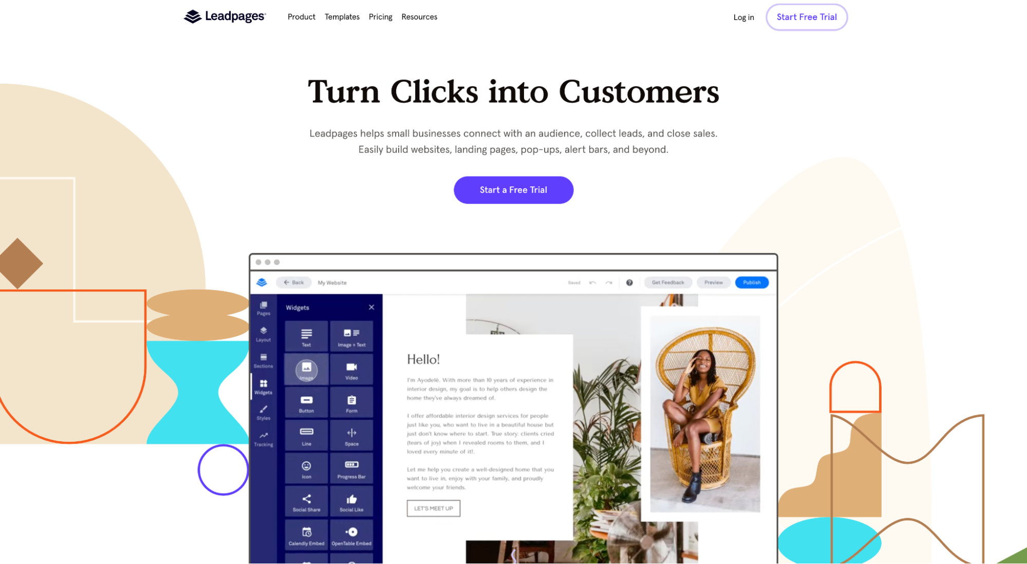 Leadpages’ homepage