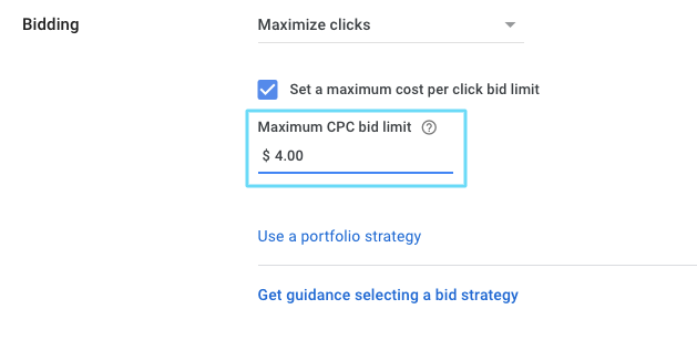 Maximum CPC bid limit