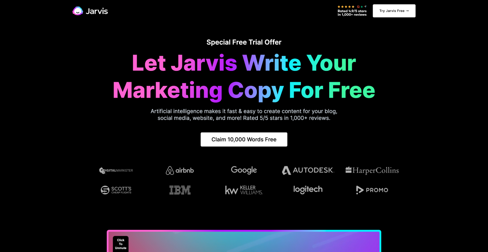 Jarvis landing page CTA