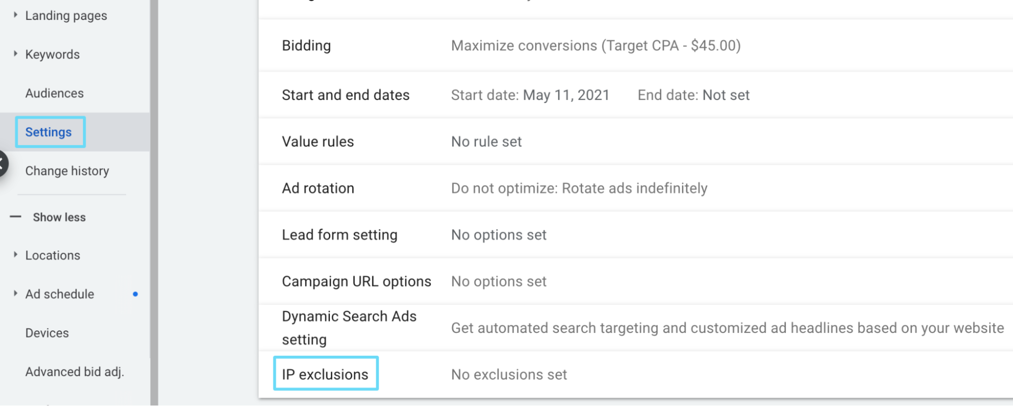 Google Ads IP exclusions