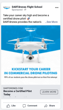 DARTdrones Facebook Ad Example