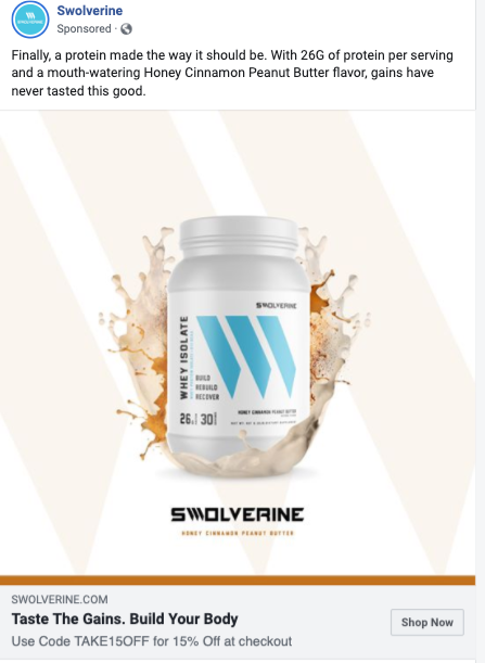 Swolverine Facebook Ad Example