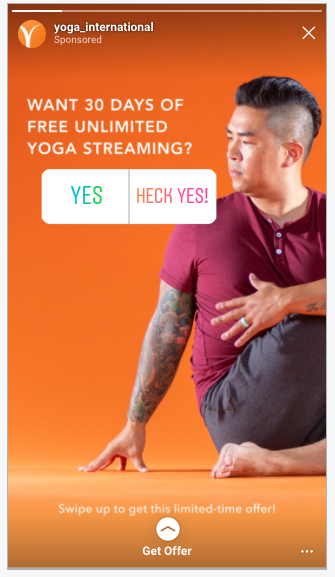 Yoga International Facebook Ad Example